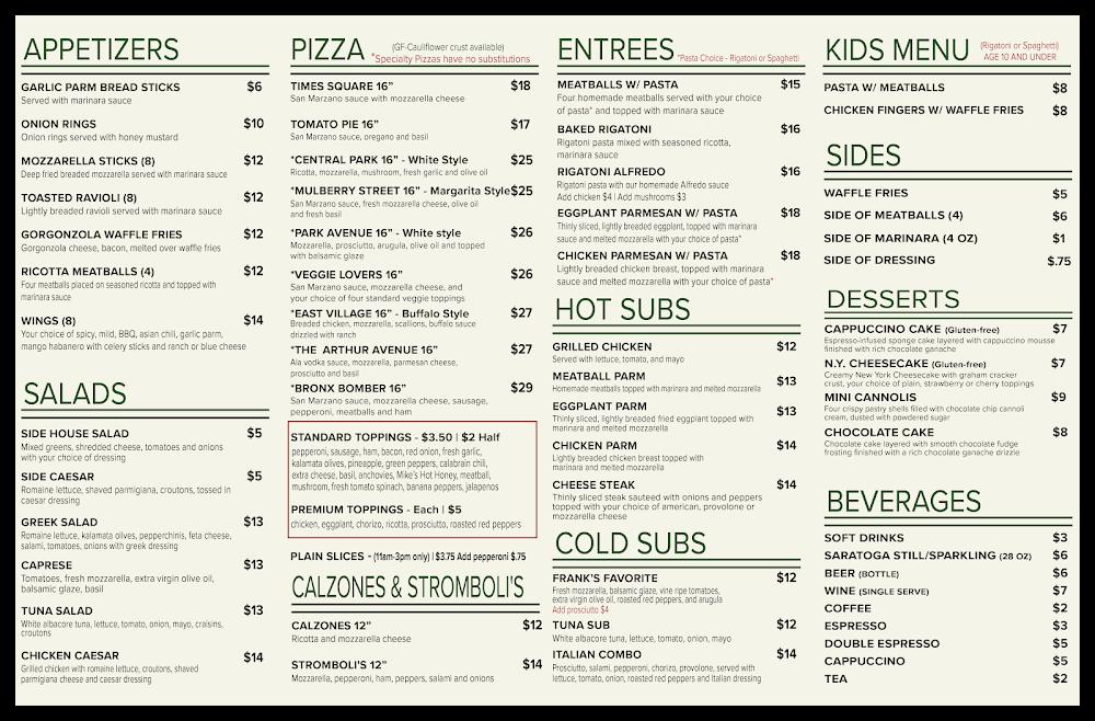 Times Square Pizza Menu image 1